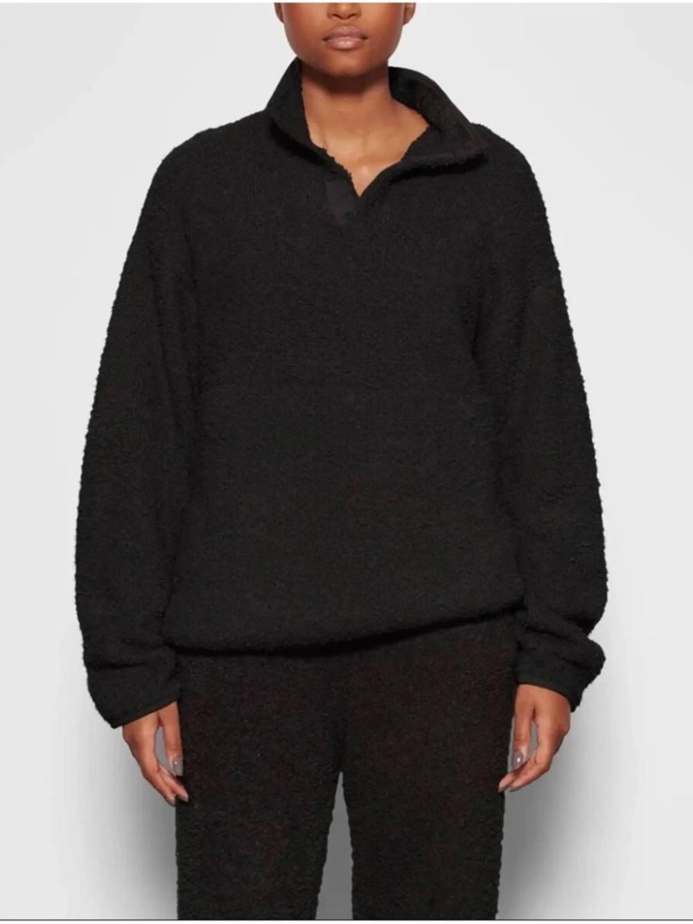 Skims Black Onyx 1/4 Zip Pullover Cozy Sweatshirt